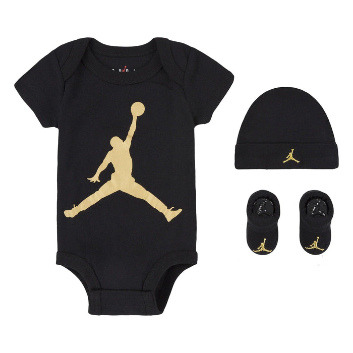 Jordan® - JORDAN BABY 3-PIECE BOX GIFT SET (BLACK/GOLD) - 0-6M
