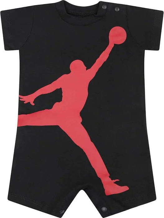 Jordan® - Jordan® Baby Short Sleeve Shortall Romper – Black/Gym Red Baby Short Sleeve Shortall Romper – Black/Gym Red