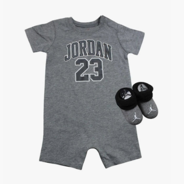 Jordan® - Jordan® Baby/Toddler 23 Romper & Bootie 2-Piece Set – Grey/Black
