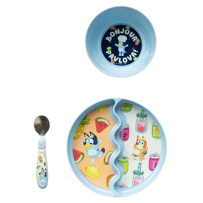 The First Years Bluey 3-Piece Mealtime Set with Divided Suction Plate