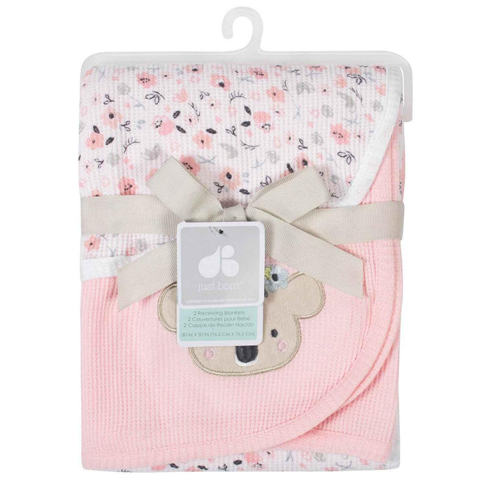 Just Born - Just Born 2 Pack Baby Girls Thermal Blankets
