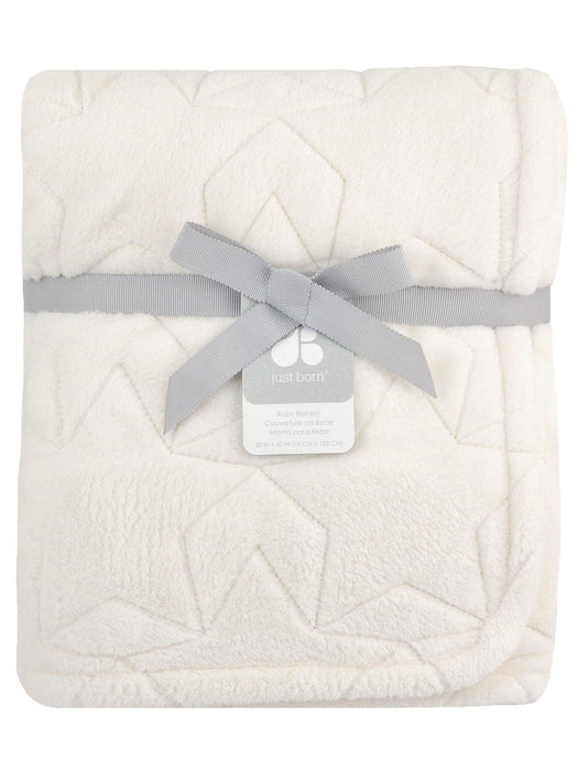 Just Born - Just Born Baby Neutral White Stars Plush Blanket