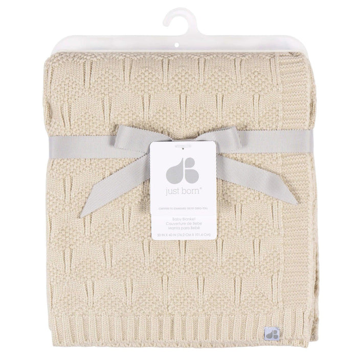 Just Born - Just Born by Gerber Baby Neutral 1-Pack Sweater Knit Blanket - TAN