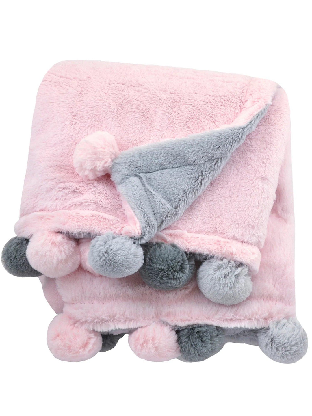 Just Born - Just Born Pink Cuddle Plush Pom Pom Baby Blanket