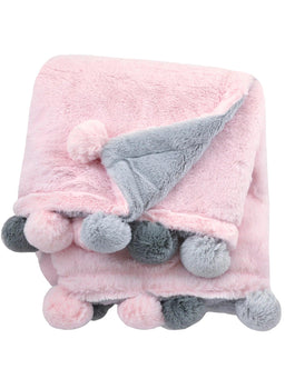 Just Born - Just Born Pink Cuddle Plush Pom Pom Baby Blanket