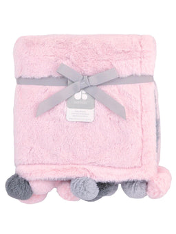 Just Born - Just Born Pink Cuddle Plush Pom Pom Baby Blanket