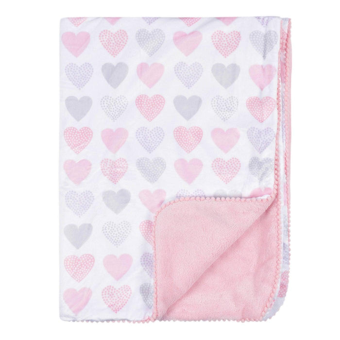 Just Born - Just Born Plush Baby Blanket - Pink Hearts