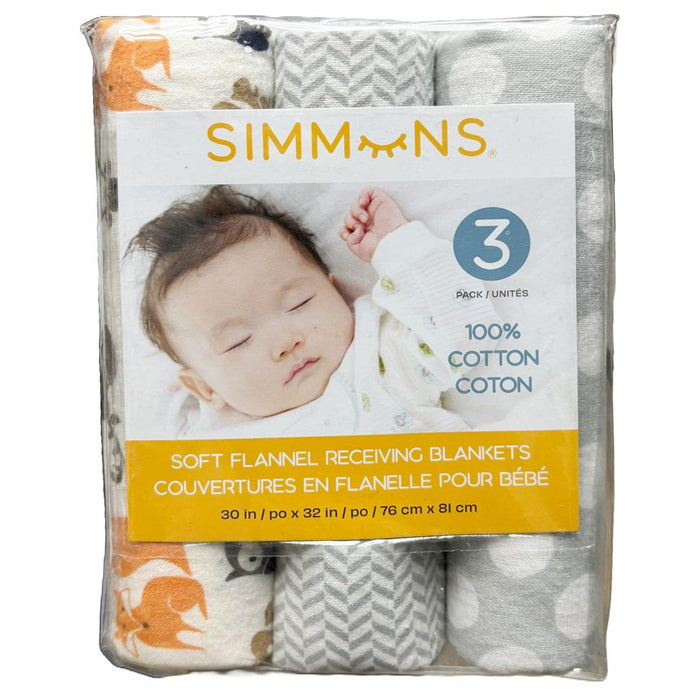 Just Born - Simmons Cotton Flannel Receiving Blanket - 3 Pack