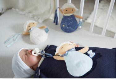 Ensemble Kaloo de 3 doudous moutons pour bébé avec attache-tétine – Ensemble Doudou doux pour nouveau-nés