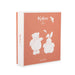 Kaloo yellow rabbit baby comforter in decorative gift box with bear and rabbit illustrations on the front.