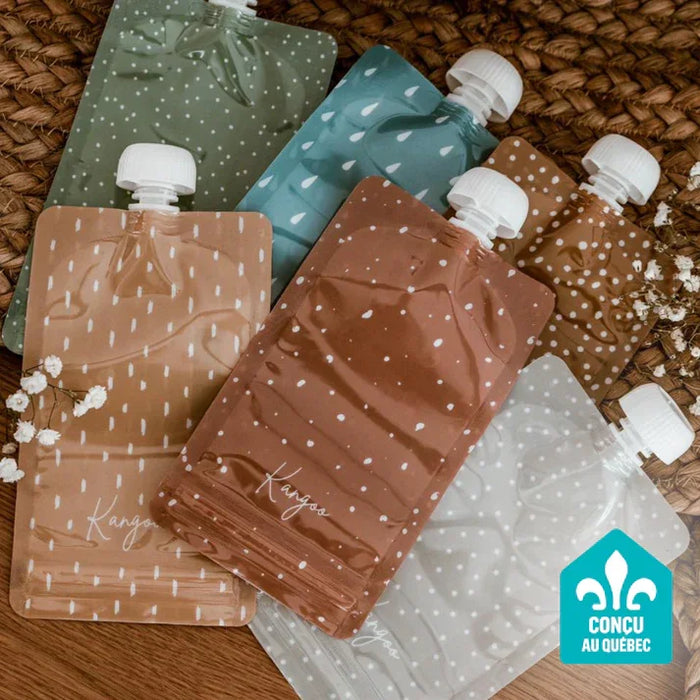 Kangoo et cie - Kangoo et cie Reusable Baby Food Pouches with Cap - Set of 6