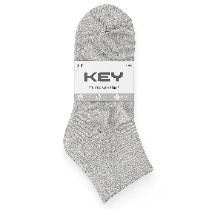 Key® - Key Children's Athletic Ankle Socks – 3 Pack - Size 8–11 - 7411