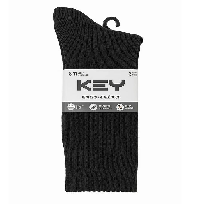 Key® - KEY Children’s Athletic Crew Socks – Cushioned & Durable – 3 Pairs (Size 9–11)- 6410