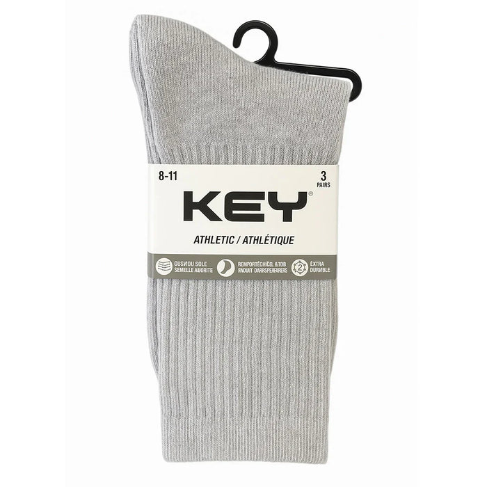 Key® - KEY Children’s Athletic Crew Socks – Cushioned & Durable – 3 Pairs (Size 9–11)- 6410