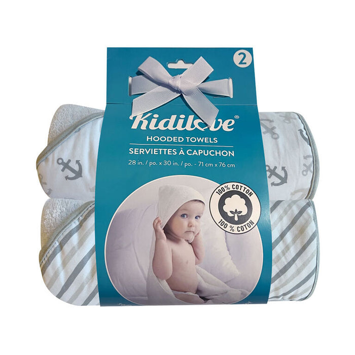 Kidilove Lot de 2 serviettes à capuche – Peignoirs de bain en coton ultra-doux pour bébés et jeunes enfants