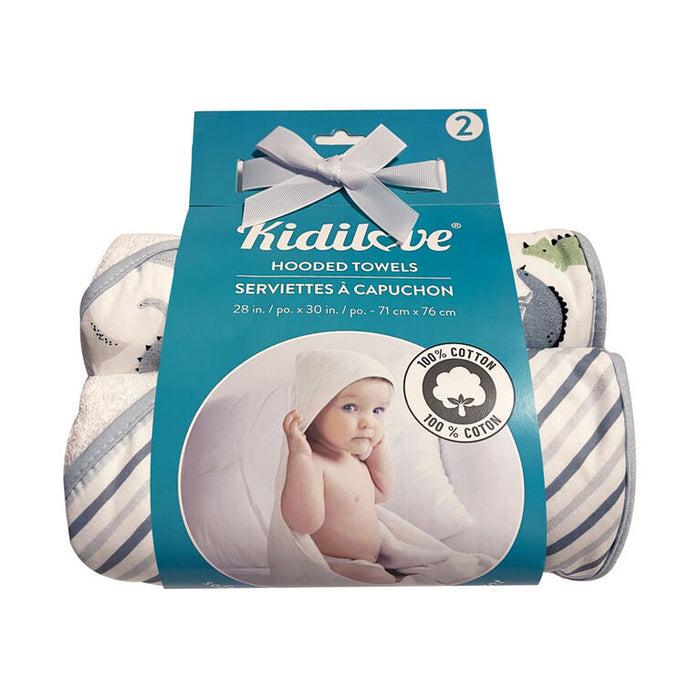 Kidilove Lot de 2 serviettes à capuche – Peignoirs de bain en coton ultra-doux pour bébés et jeunes enfants