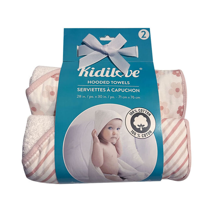 Kidilove Lot de 2 serviettes à capuche – Peignoirs de bain en coton ultra-doux pour bébés et jeunes enfants
