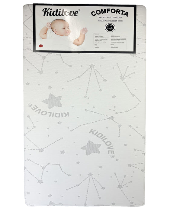 Kidilove® - Kidilove Comforta Baby Crib Mattress - Breathable Cotton Cover, Standard Size 52" x 27"
