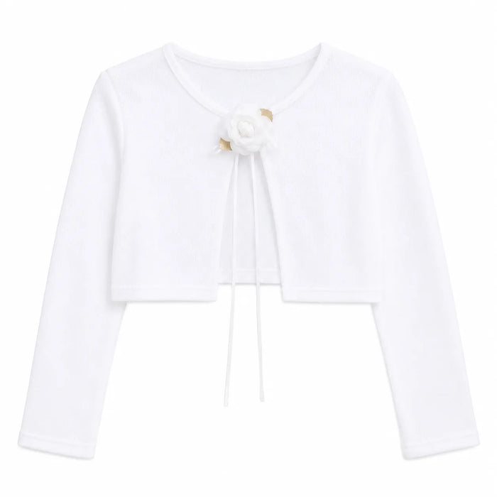 Kids Dream® Cardigan Boléro Blanc Floral à Nouer Devant pour Filles Tailles 2-12