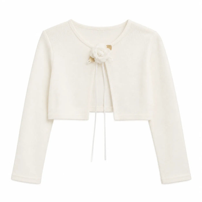 Kids Dream® Cardigan Boléro Blanc Floral à Nouer Devant pour Filles Tailles 2-12