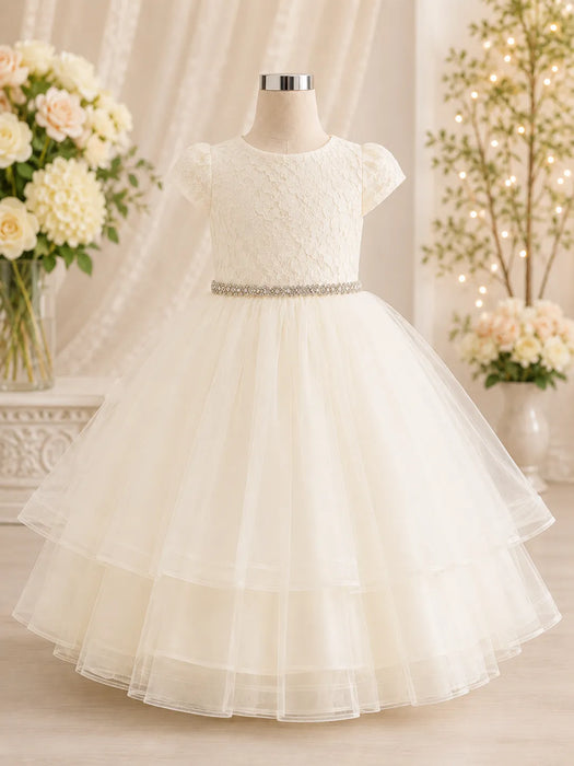 Fancy Kids® Robe de cérémonie fille en dentelle ivoire - Tailles bébé XS-XXL/Tailles enfant 2-12