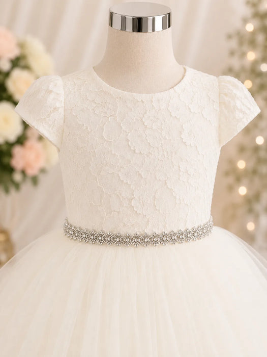Fancy Kids® Robe de cérémonie fille en dentelle ivoire - Tailles bébé XS-XXL/Tailles enfant 2-12