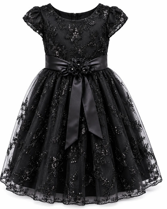 Kids Energy® Black Floral Lace Party Dress Girls Sizes 2-12