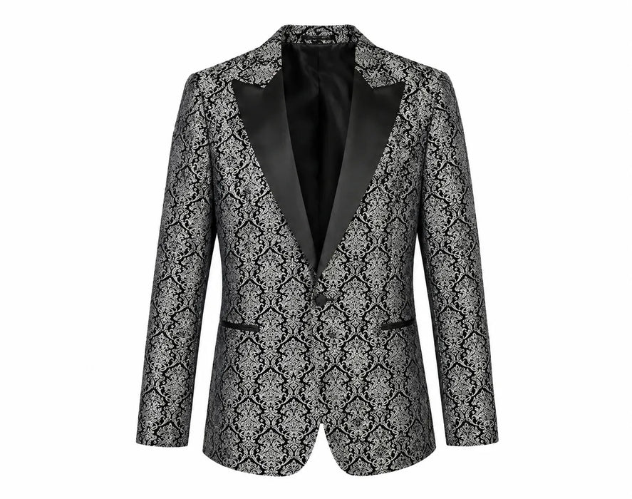 Kids Energy® Boys' Silver Pattern Tuxedo Blazer – Sizes 2-16 Style 24318