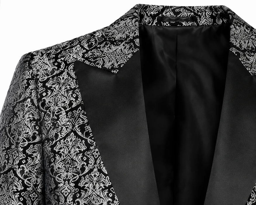 Kids Energy® Boys' Silver Pattern Tuxedo Blazer – Sizes 2-16 Style 24318