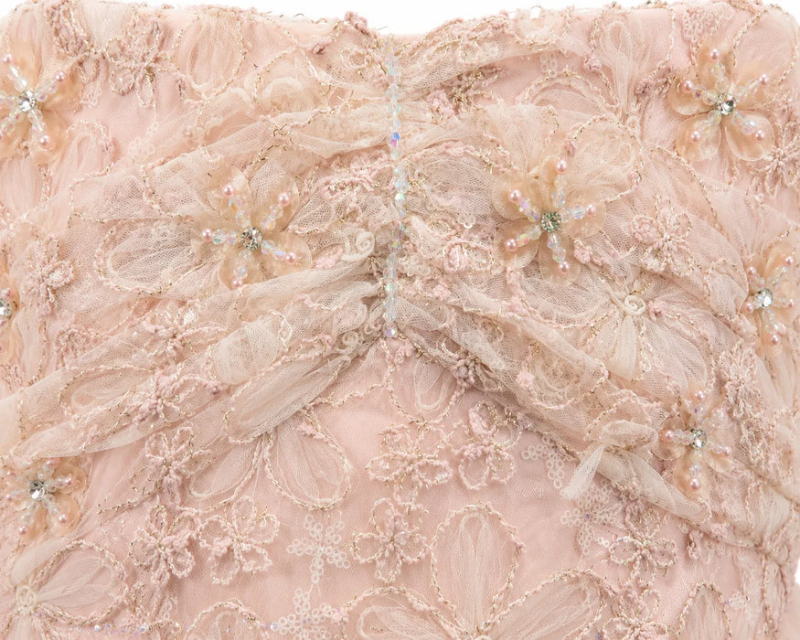 Kids Energy® Robe de cérémonie brodée florale pour filles – Sauge & Vieux rose