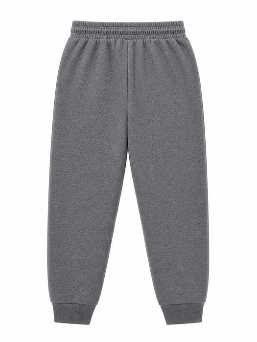 Kids energy fleece joggers in heather grey shown flat against a white background.