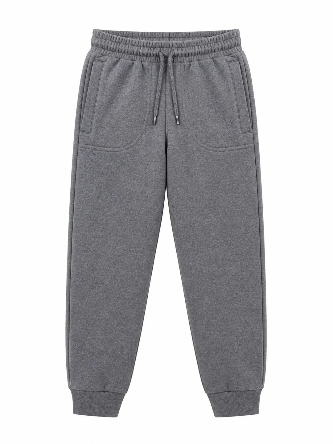 Kids Energy Fleece Joggers in grey shown flat on a white background.