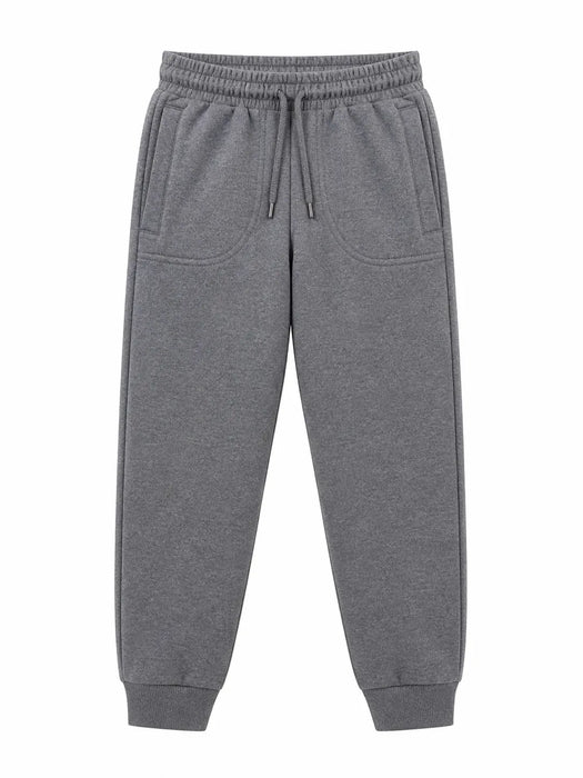 Kids Energy Fleece Joggers in grey shown flat on a white background.