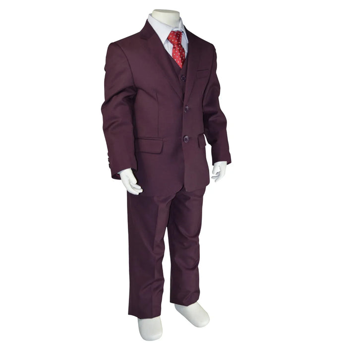Kids Energy® - Kids Energy 5-Piece Formal Suit – Eggplant (Sizes 2–5 Years)