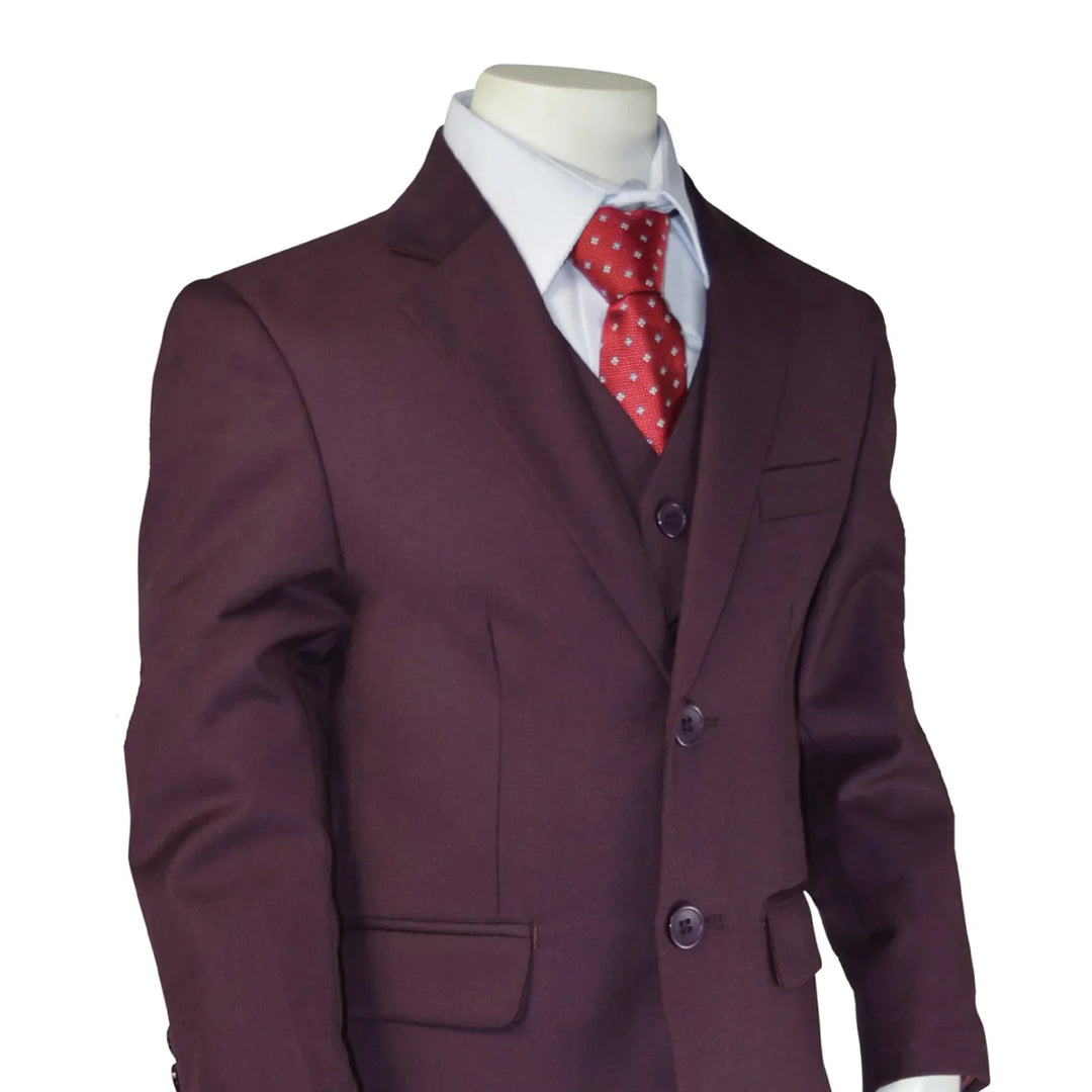 Kids Energy® - Kids Energy 5-Piece Formal Suit – Eggplant (Sizes 2–5 Years)