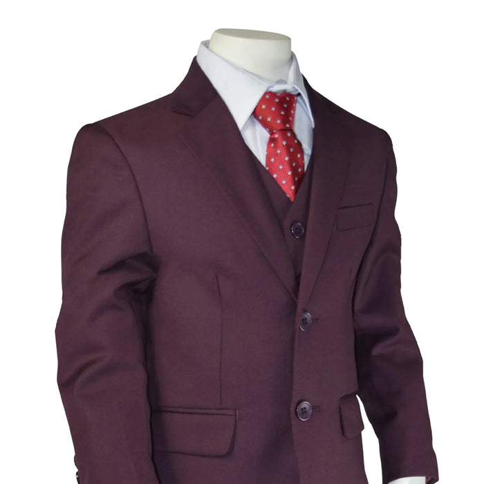Kids Energy® - Kids Energy 5-Piece Formal Suit – Eggplant (Sizes 2–5 Years)