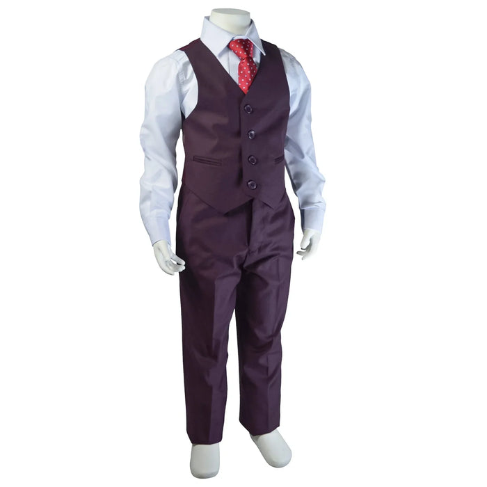 Kids Energy® - Kids Energy 5-Piece Formal Suit – Eggplant (Sizes 2–5 Years)