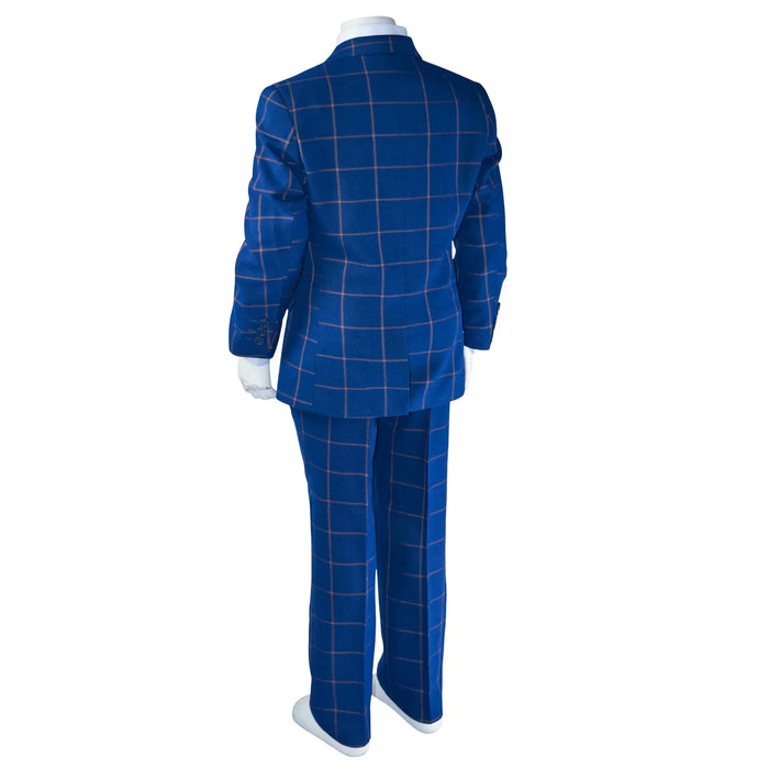 Kids Energy® - Kids Energy 5-Piece Formal Suit – Plaid Blue – (Sizes 2 to 20 Years)