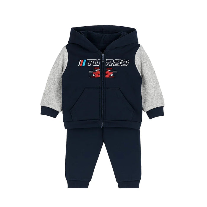 Kids Energy® - Kids Energy Boys' Jogger Set – “Turbo” Car Hoodie, Tee & Joggers – Navy & Grey (12M to 4T)