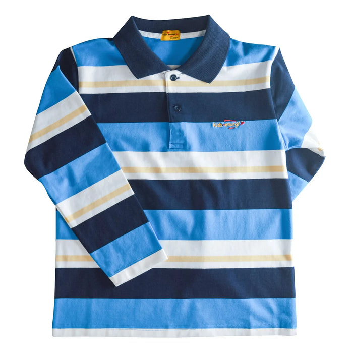 Kids Energy® - Kids Energy Kids Long Sleeve Stripe Polos – (Sizes 7 to 14 Years)
