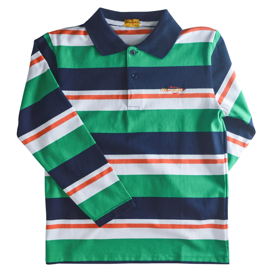 Kids Energy® - Kids Energy Kids Long Sleeve Stripe Polos – (Sizes 7 to 14 Years)
