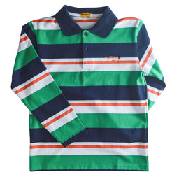 Kids Energy® - Kids Energy Kids Long Sleeve Stripe Polos – (Sizes 7 to 14 Years)