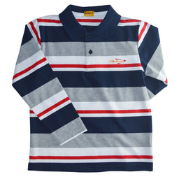 Kids Energy® - Kids Energy Long Sleeve Stiped Polo Shirt – (Sizes 2 to 6x)