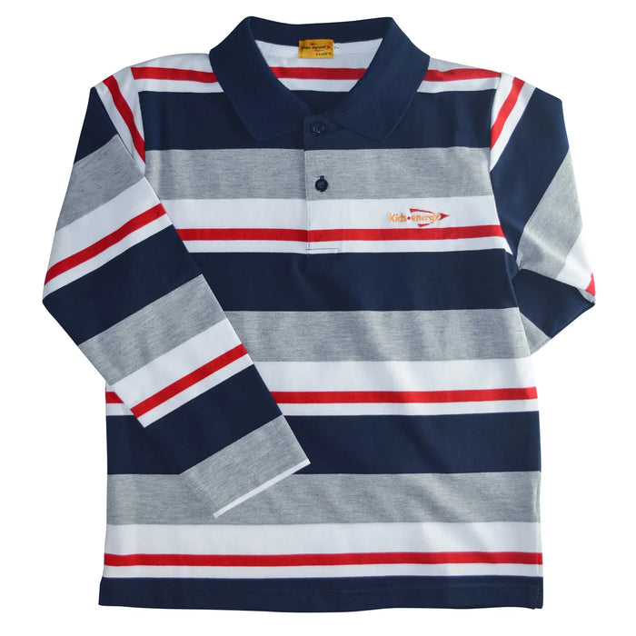 Kids Energy® - Kids Energy Long Sleeve Stiped Polo Shirt – (Sizes 2 to 6x)