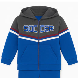 Kids Energy® - Kids Energy Toddler Soccer Hoodie & Jogger 3-Piece Set – Blue/Grey (12M to 4T)