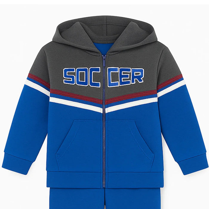 Kids Energy® - Kids Energy Toddler Soccer Hoodie & Jogger 3-Piece Set – Blue/Grey (12M to 4T)