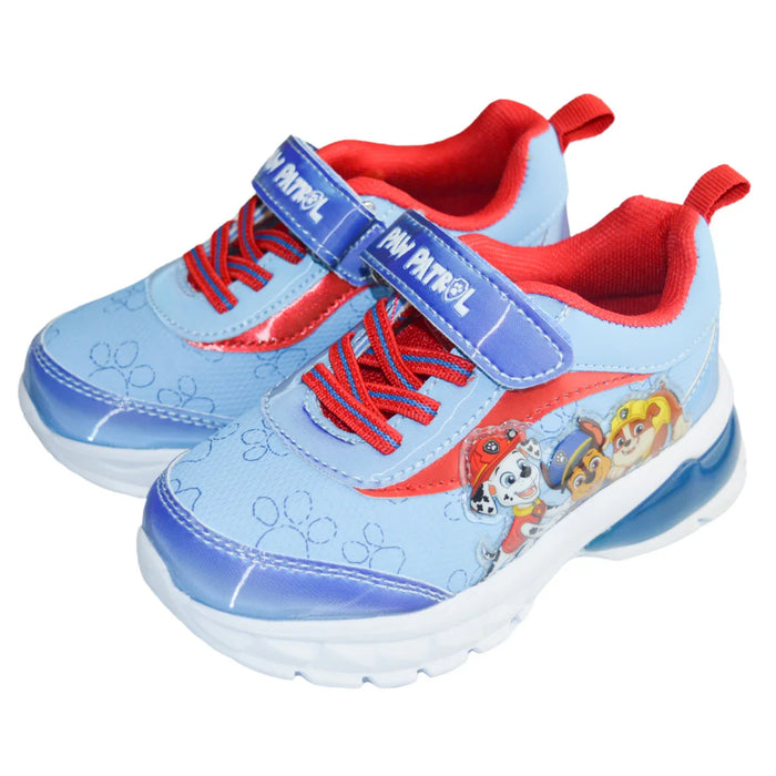 Kids Shoes - Paw Patrol Toddler Boys Light-Up Running Shoes – Blue & Red Sneakers with Chase, Marshall & Rubble - (6T-10T)