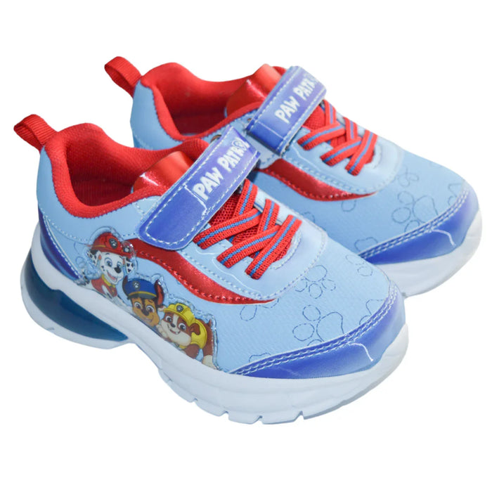 Kids Shoes - Paw Patrol Toddler Boys Light-Up Running Shoes – Blue & Red Sneakers with Chase, Marshall & Rubble - (6T-10T)