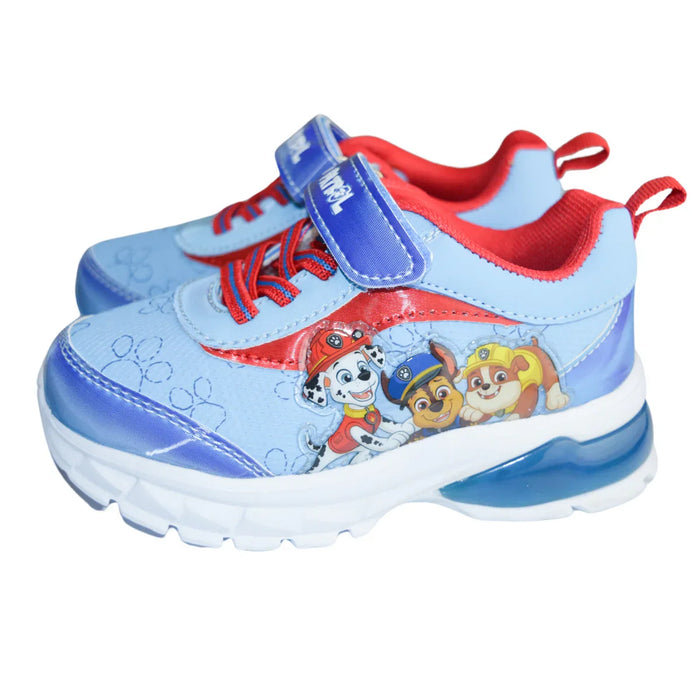 Kids Shoes - Paw Patrol Toddler Boys Light-Up Running Shoes – Blue & Red Sneakers with Chase, Marshall & Rubble - (6T-10T)