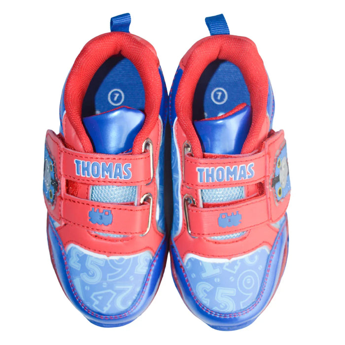 Kids Shoes - Thomas & Friends Toddler Boys Light-Up Running Shoes – Red & Blue Sneakers with Hook & Loop Straps - (5T-10T)